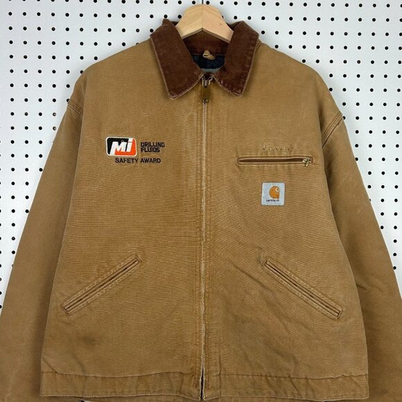Vintage Carhartt Detroit Jacket XL Streetwear 90s USA‎ Brown Logo Patch BRN 90s - Picture 1 of 9
